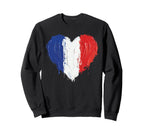 French Flag Heart Supporter Sweatshirt - Minimalist Print for Adults
