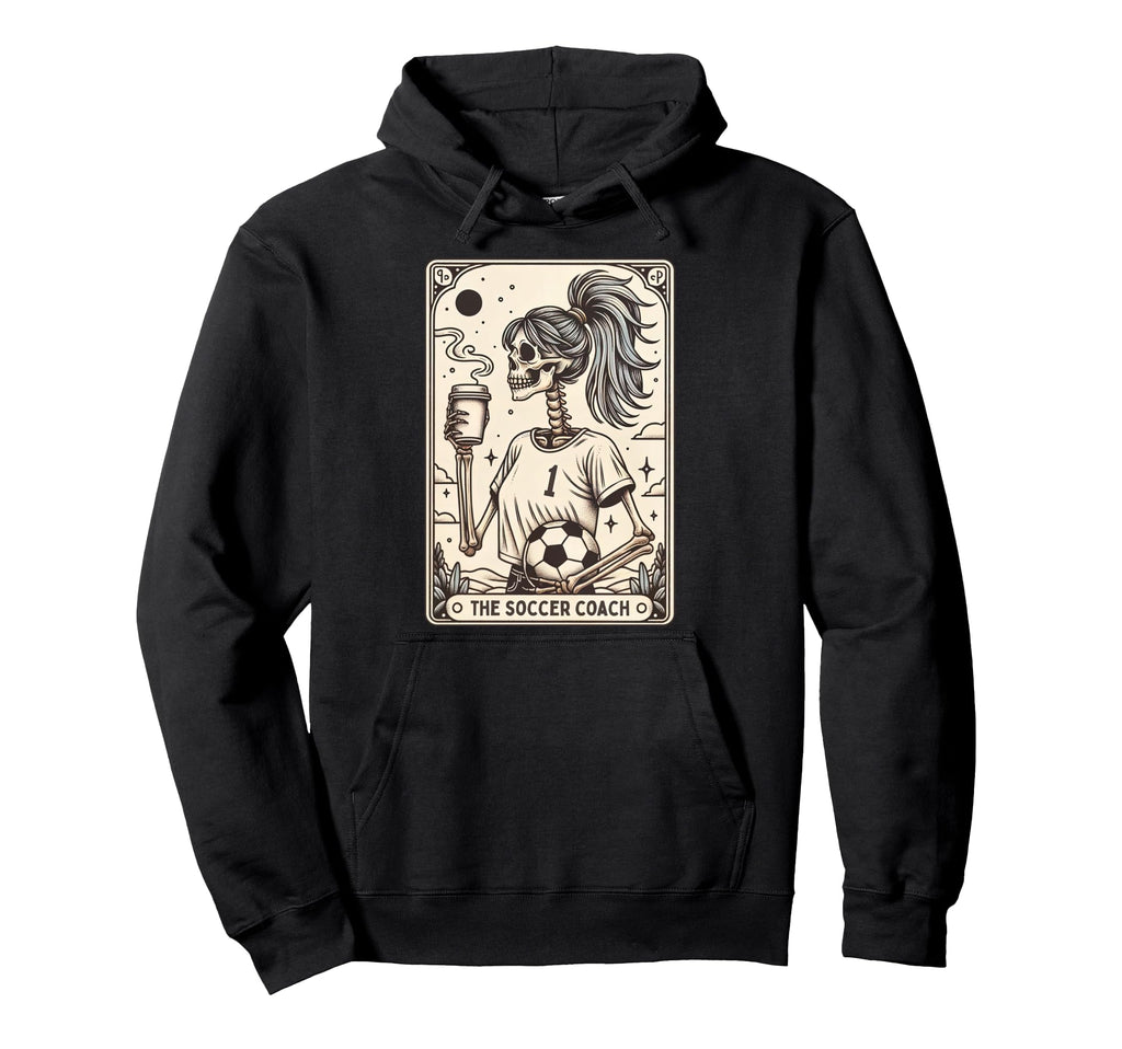 Soccer Coach Tarot Card Halloween Skeleton Hoodie - Novelty Apparel Unisex
