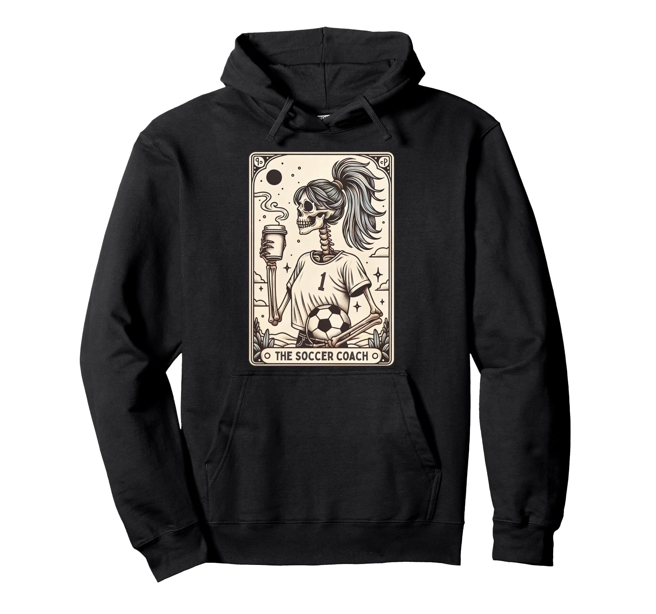 Soccer Coach Tarot Card Halloween Skeleton Hoodie - Novelty Apparel Unisex