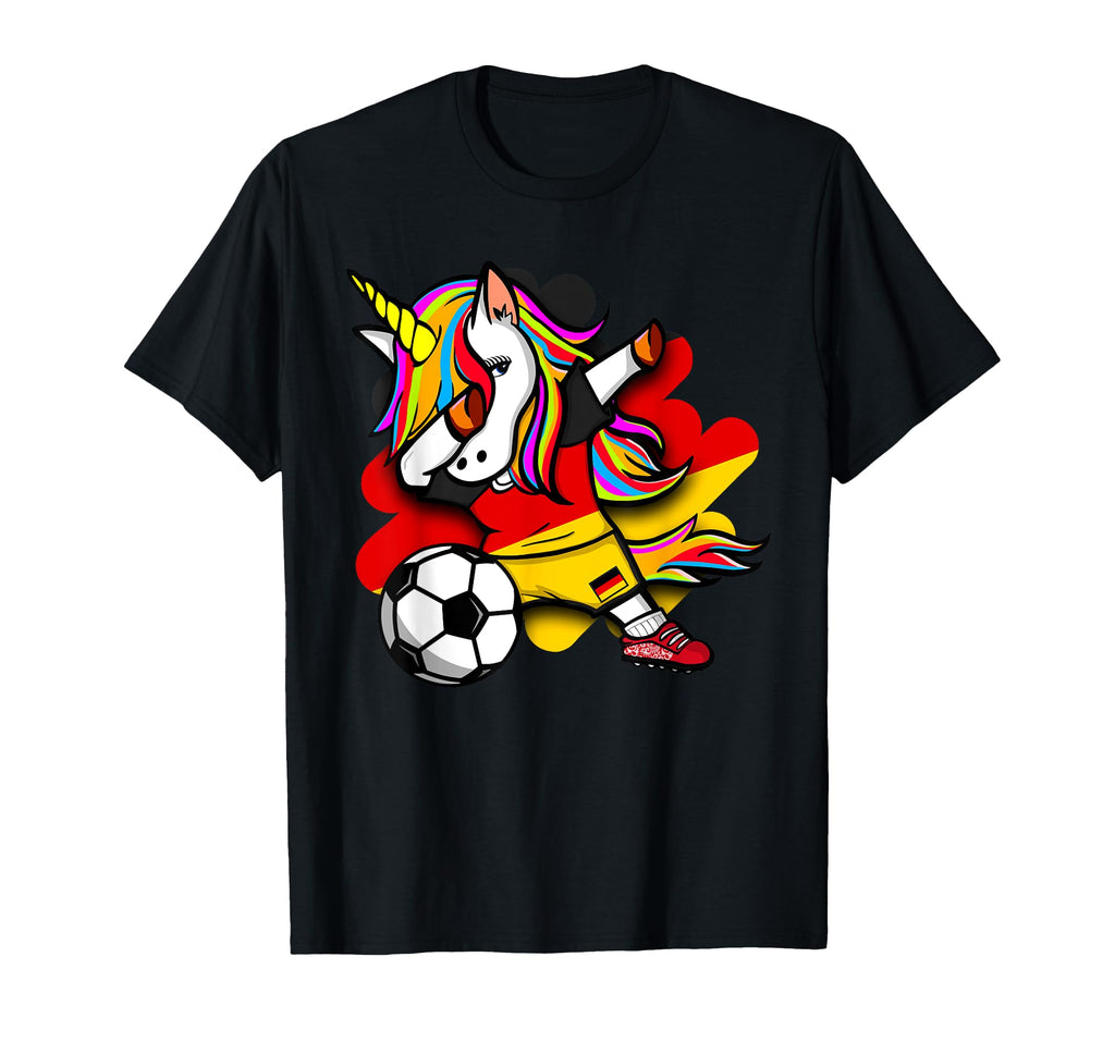 Dabbing Unicorn Germany Soccer Fans T-Shirt - Minimalist Print for Adults