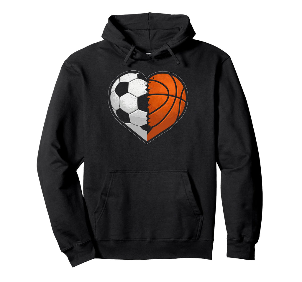 Soccer Basketball Ball Heart Sports Hoodie - Graphic Print for Adults