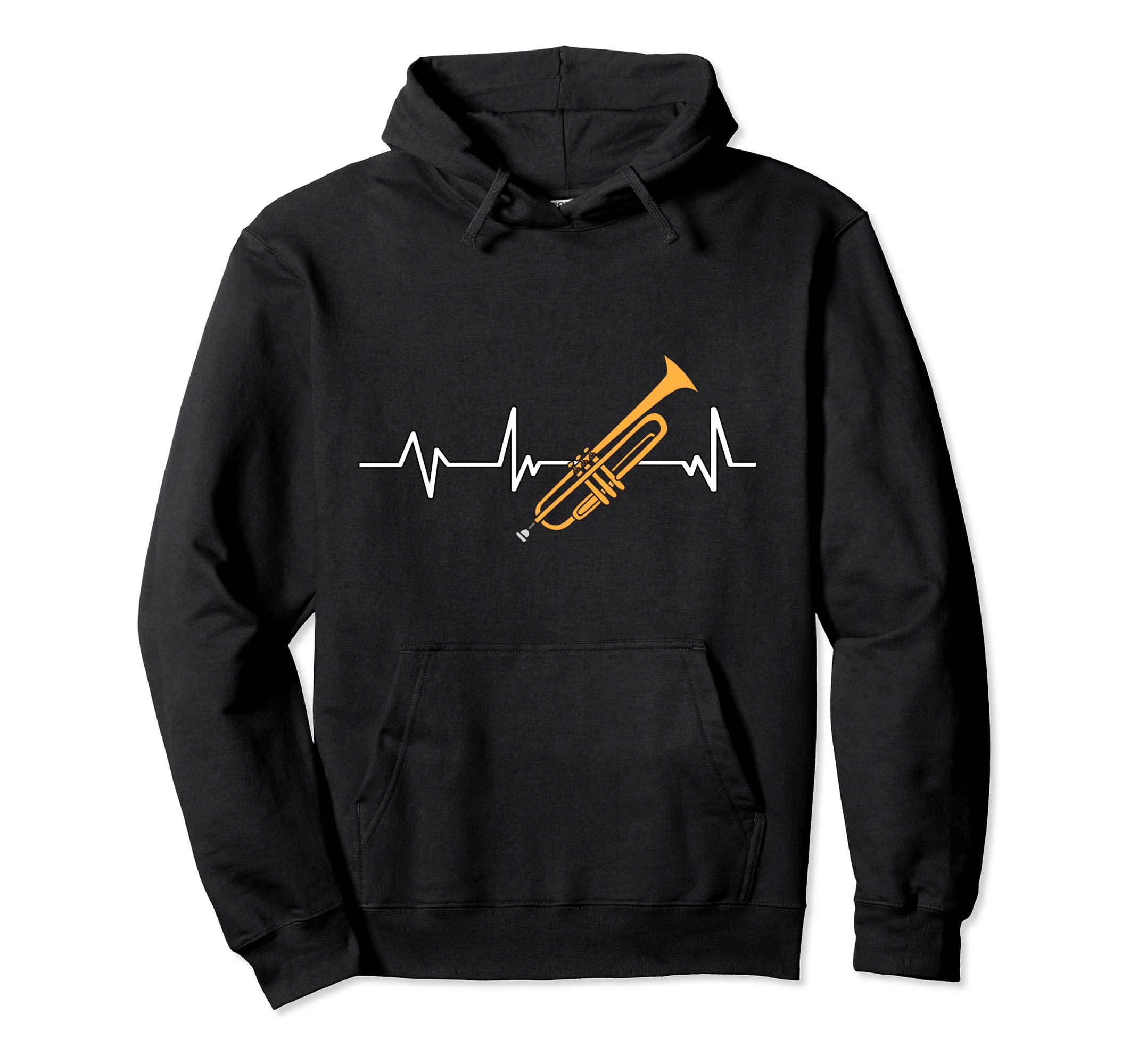 Trumpet Player Heartbeat Ekg Gift Hoodie - Aesthetic Graphic for Adults