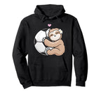 Soccer Adorable Sloth Loves Football Hoodie - Graphic Print Unisex