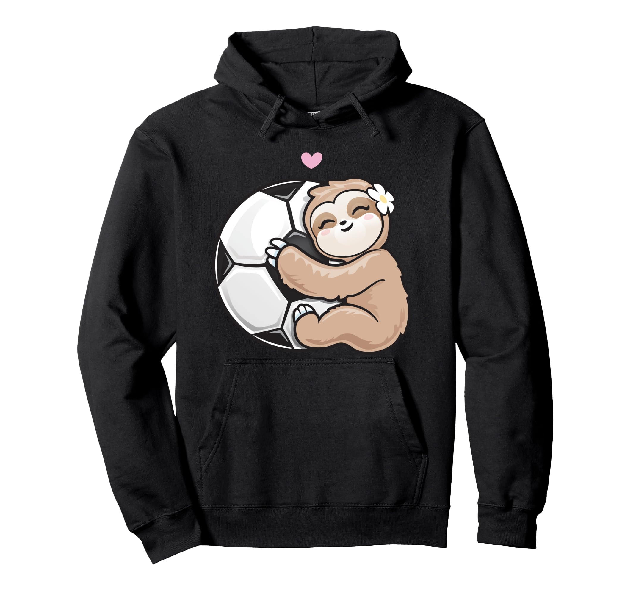 Soccer Adorable Sloth Loves Football Hoodie - Graphic Print Unisex