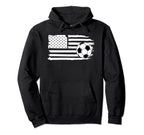 Distressed American Flag Soccer Ball Usa Hoodie - Novelty Apparel Unisex