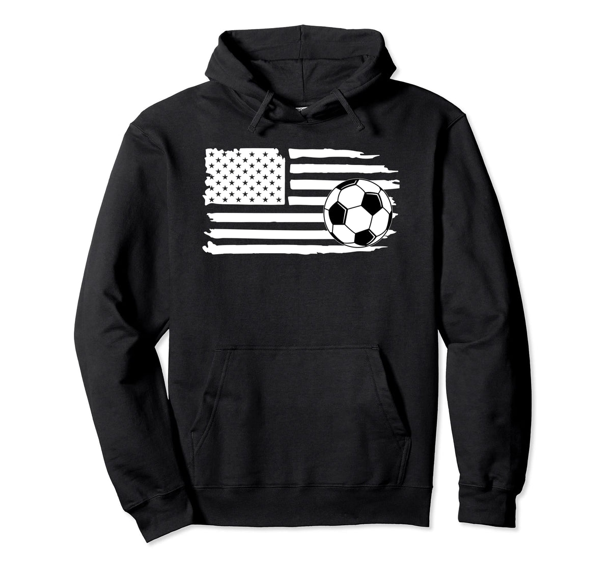 Distressed American Flag Soccer Ball Usa Hoodie - Novelty Apparel Unisex