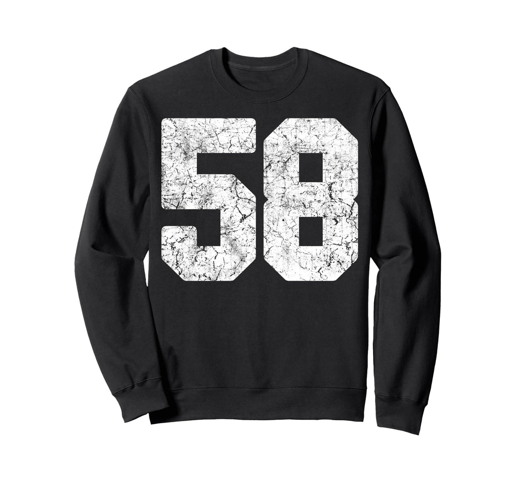 Distressed White Number 58 Jersey Sweatshirt - Custom Art Print for Adults