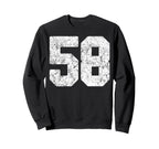 Distressed White Number 58 Jersey Sweatshirt - Custom Art Print for Adults