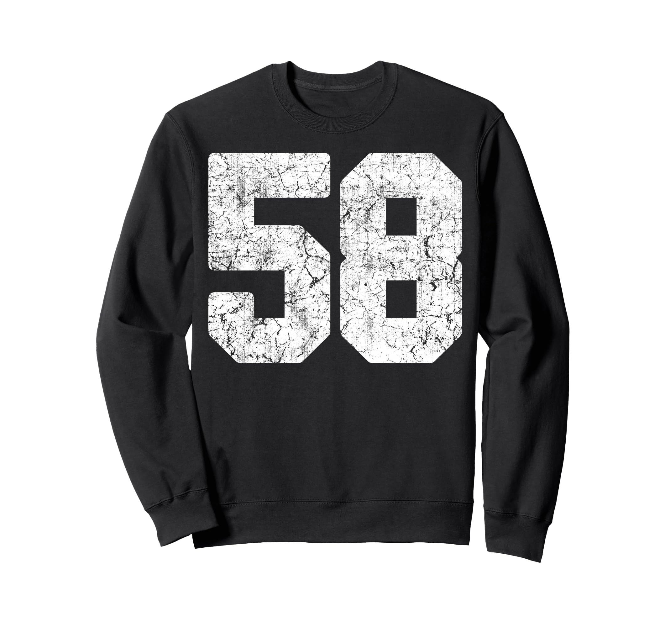 Distressed White Number 58 Jersey Sweatshirt - Custom Art Print for Adults