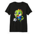 Kawaii Dinosaur Playing Soccer Cartoon T-Shirt - Trendy Graphic Men Women