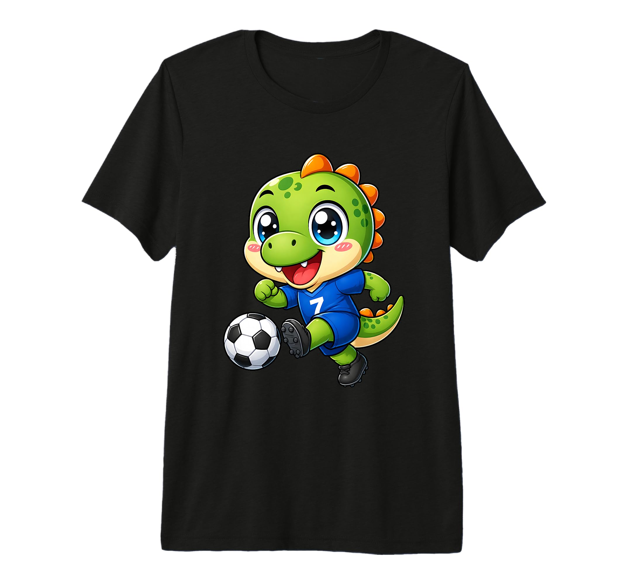 Kawaii Dinosaur Playing Soccer Cartoon T-Shirt - Trendy Graphic Men Women