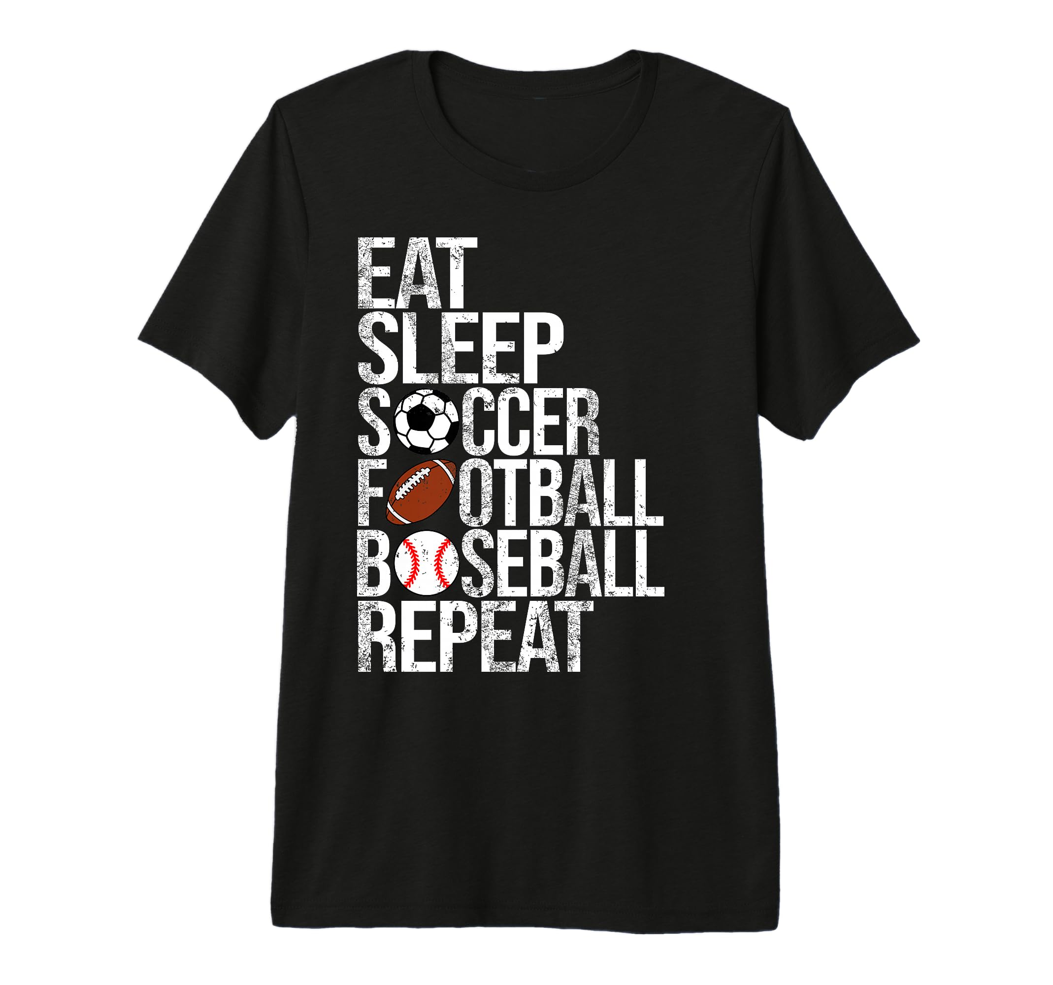 Eat Sleep Soccer Football Baseball T-Shirt - Minimalist Print Men Women
