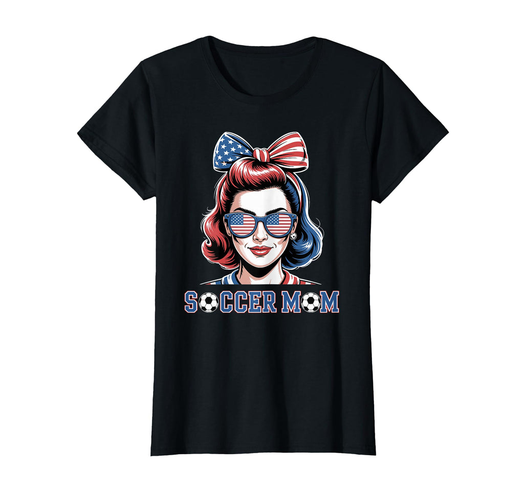 Patriotic Soccer Mom American Flag T-Shirt - Fun Novelty Design for Adults