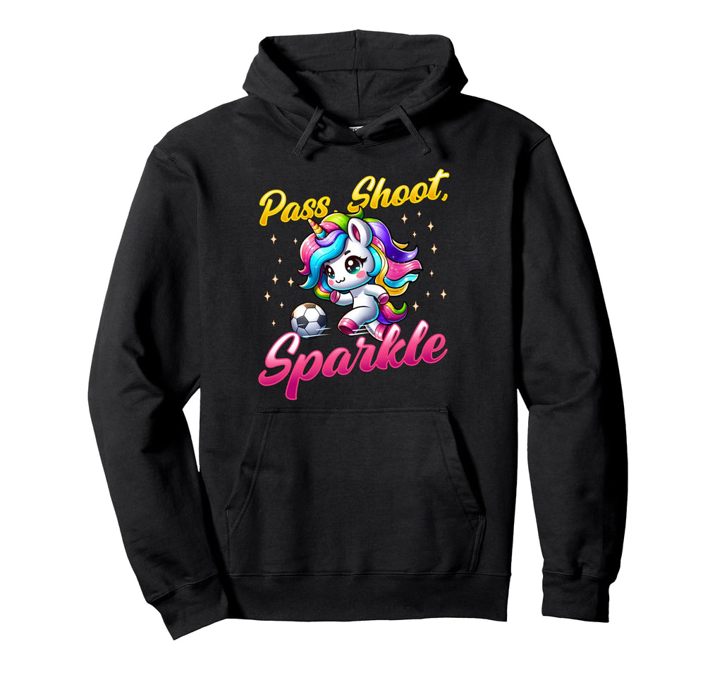 Pass Shoot Sparkle Soccer Player Hoodie - Aesthetic Graphic for Adults
