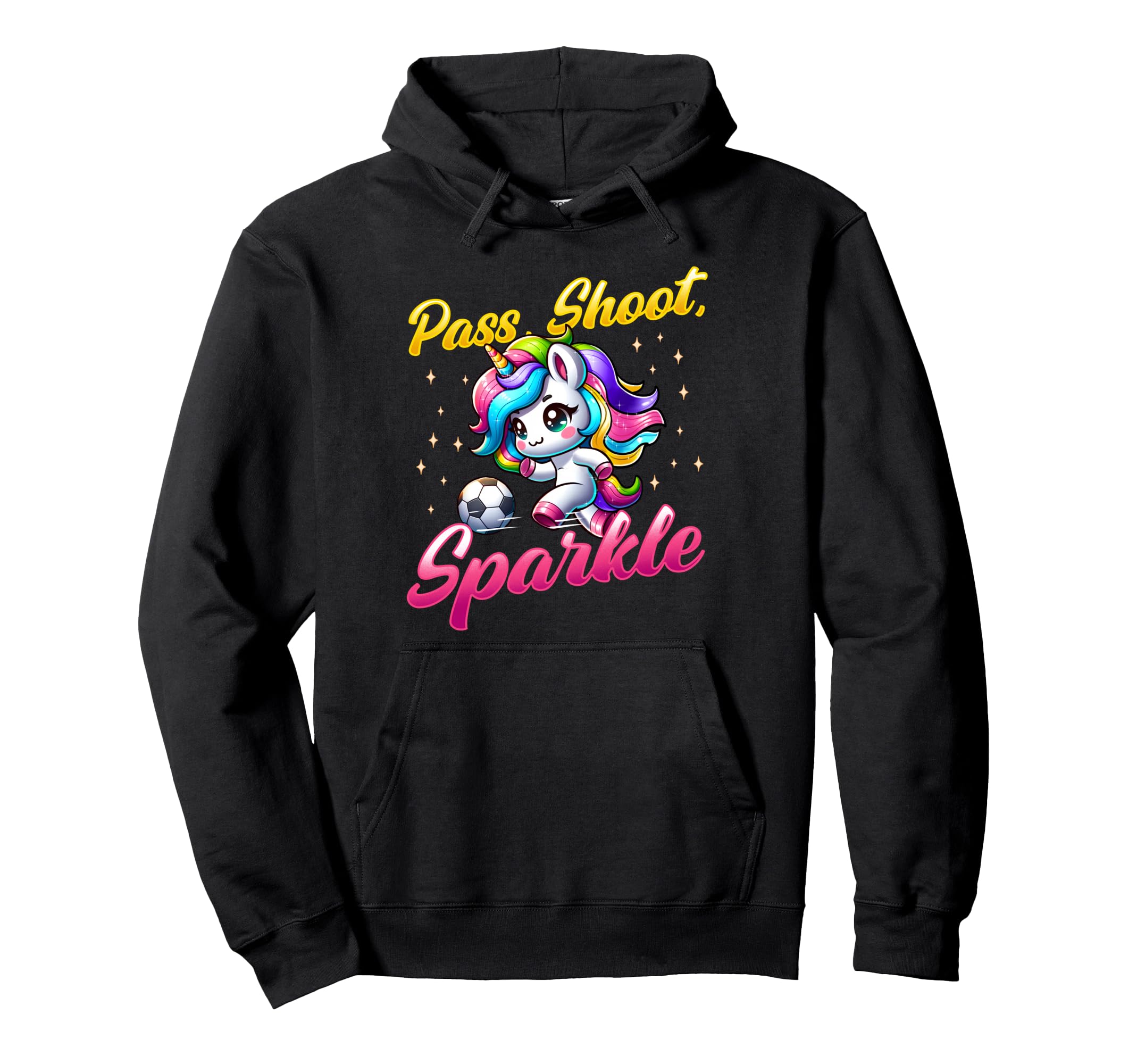 Pass Shoot Sparkle Soccer Player Hoodie - Aesthetic Graphic for Adults