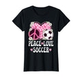 Peace Love Soccer Lover Cow Soccer T-Shirt - Unique Graphic Men Women