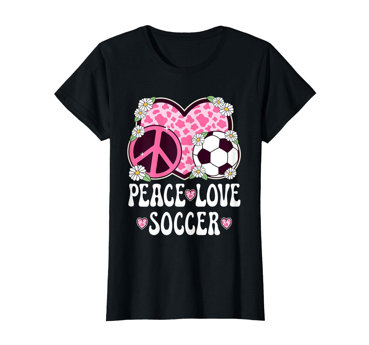 Peace Love Soccer Lover Cow Soccer T-Shirt - Unique Graphic Men Women