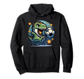 T Rex Dinosaur Kicking Soccer Ball Hoodie - Fun Novelty Design for Adults