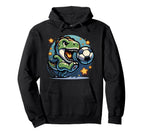 T Rex Dinosaur Kicking Soccer Ball Hoodie - Fun Novelty Design for Adults