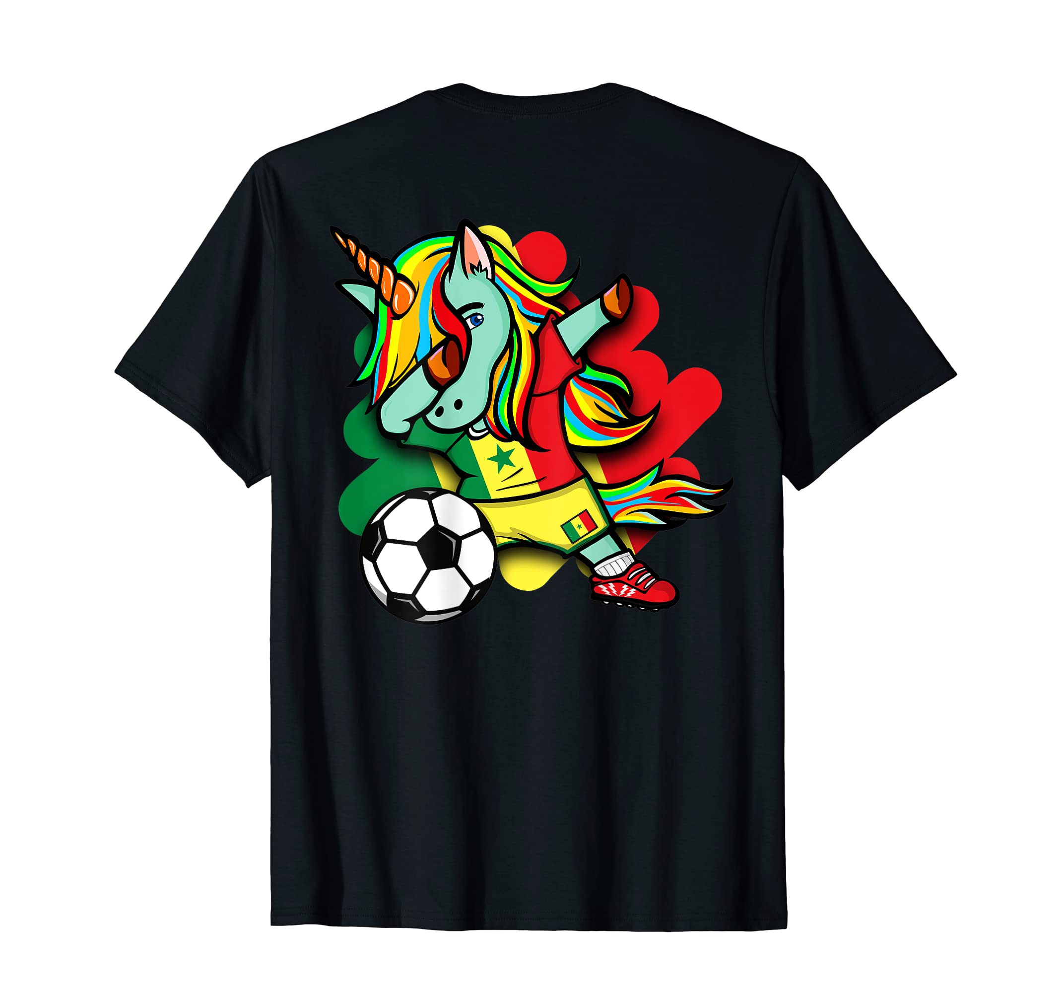 Dabbing Unicorn Senegal Soccer Fans T-Shirt - Graphic Print for Adults