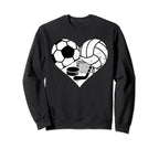 Soccer Volleyball Hockey Heart Sweatshirt - Aesthetic Graphic for Adults
