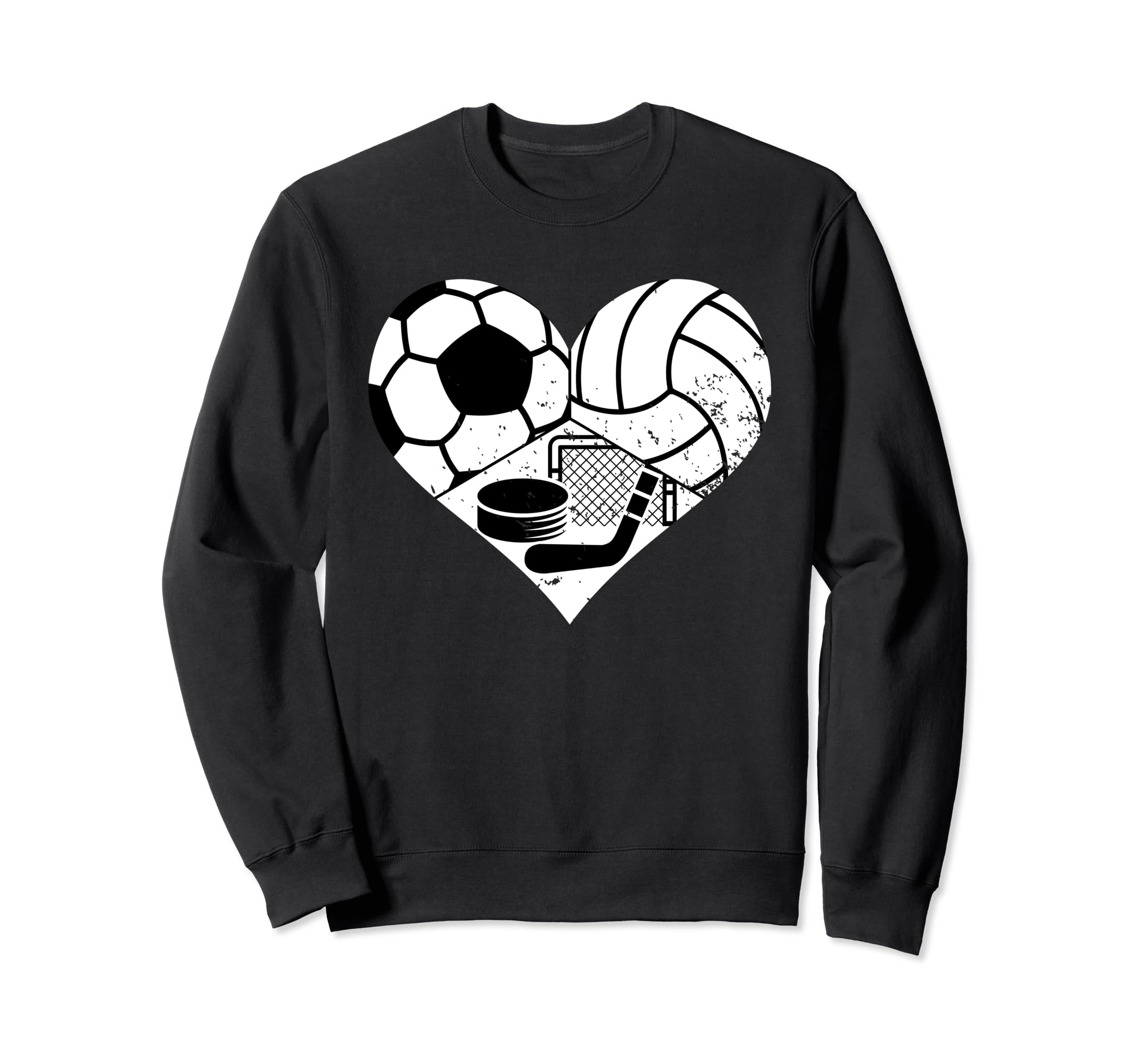 Soccer Volleyball Hockey Heart Sweatshirt - Aesthetic Graphic for Adults
