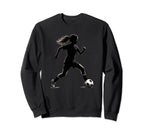 Soccer Player Silhouette Womens Sweatshirt - Casual Everyday Wear Unisex