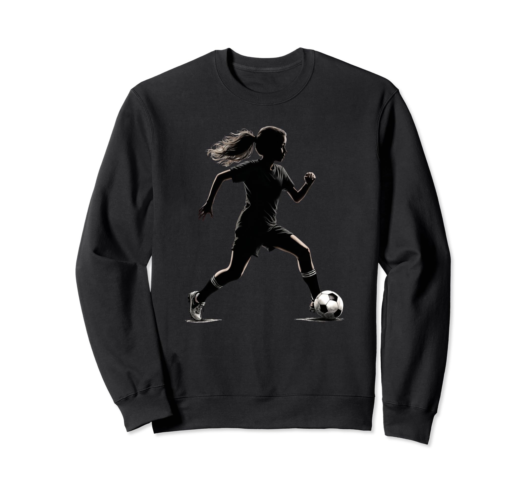 Soccer Player Silhouette Womens Sweatshirt - Casual Everyday Wear Unisex