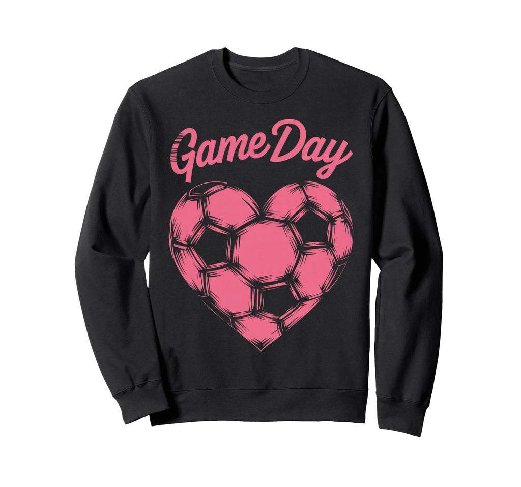 Womens Soccer Game Day Ladies Heart Sweatshirt - Novelty Apparel Unisex