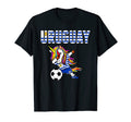Dabbing Unicorn Uruguay Soccer Fans T-Shirt - Unique Graphic Men Women