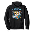Kickin It Tiger Playing Soccer Hoodie - Fun Novelty Design for Adults