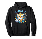 Kickin It Tiger Playing Soccer Hoodie - Fun Novelty Design for Adults