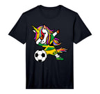 Dabbing Unicorn Jamaica Soccer Jersey T-Shirt - Unique Graphic Men Women