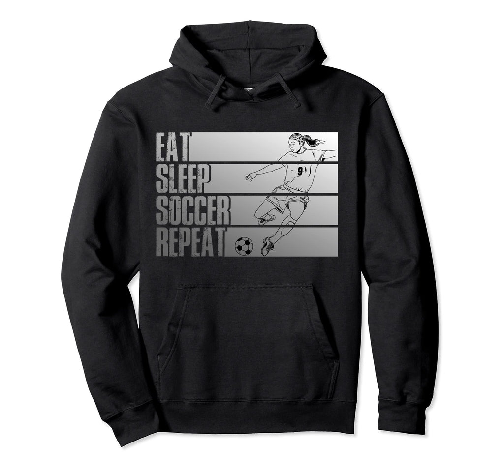 Eat Sleep Soccer Repeat Funny Hoodie - Aesthetic Graphic for Adults