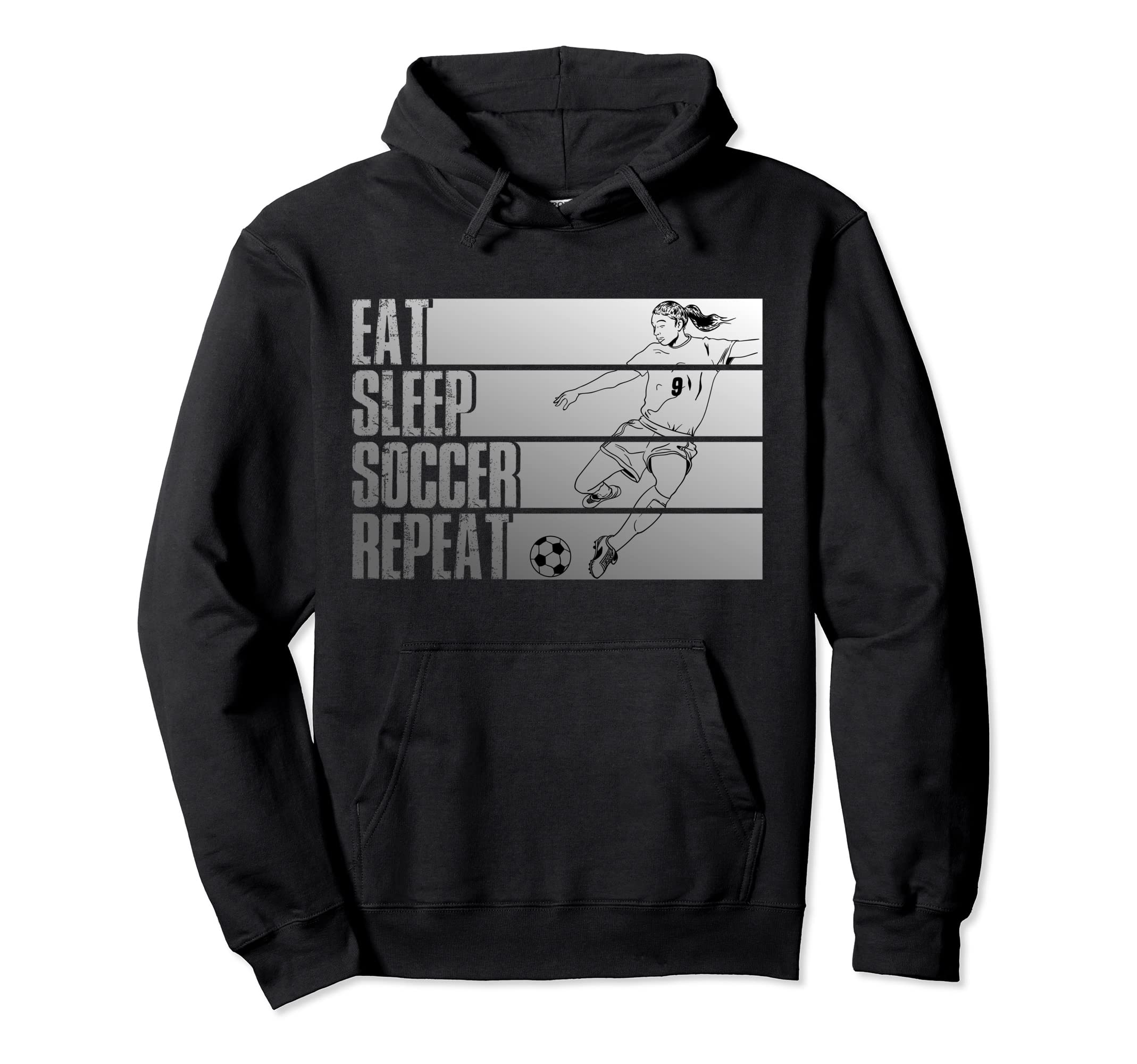 Eat Sleep Soccer Repeat Funny Hoodie - Aesthetic Graphic for Adults