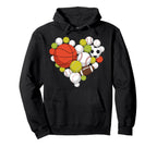 I Love Sports Basketball Football Hoodie - Fun Novelty Design for Adults