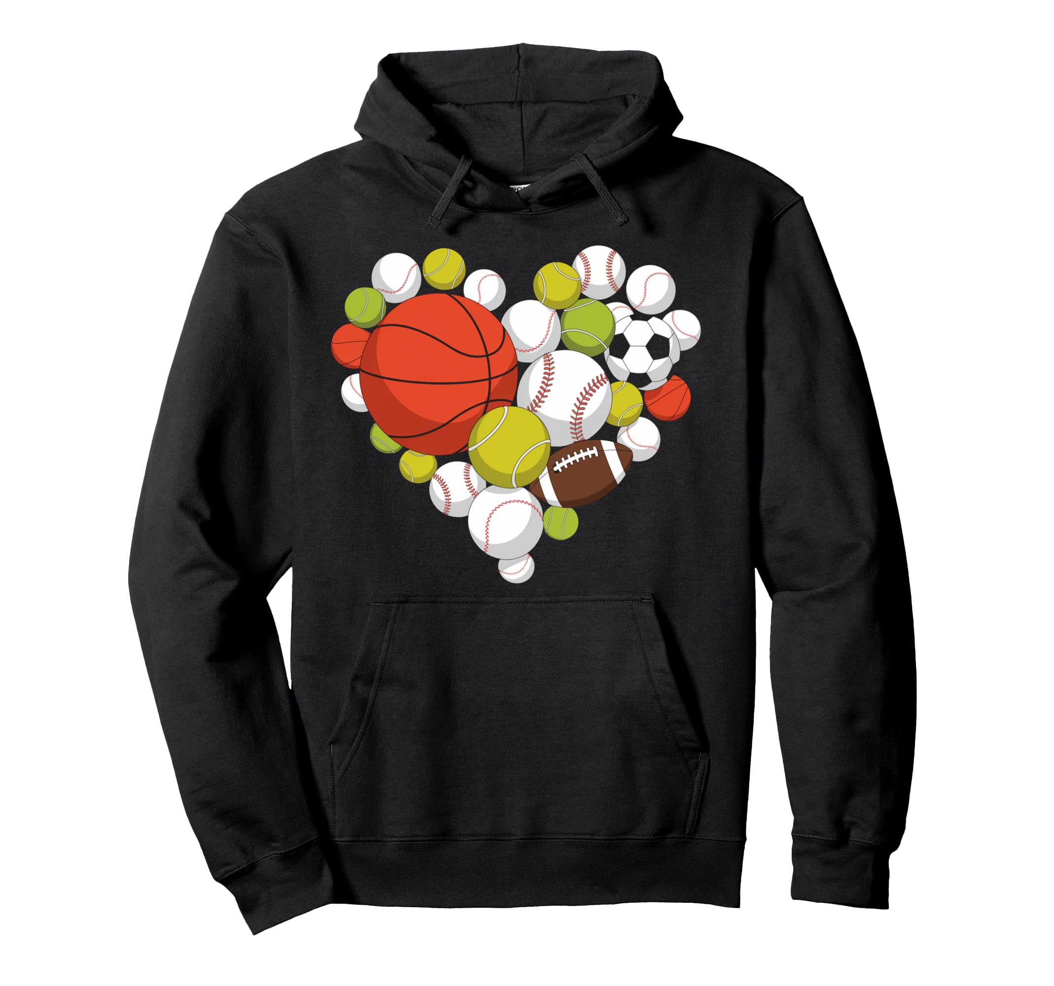 I Love Sports Basketball Football Hoodie - Fun Novelty Design for Adults