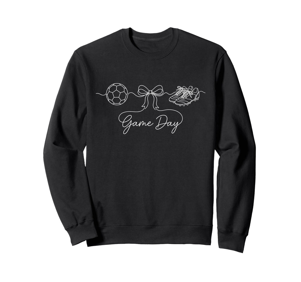 Game Day Soccer Mom Ball Bow Cleats Sweatshirt - Novelty Apparel Men Women