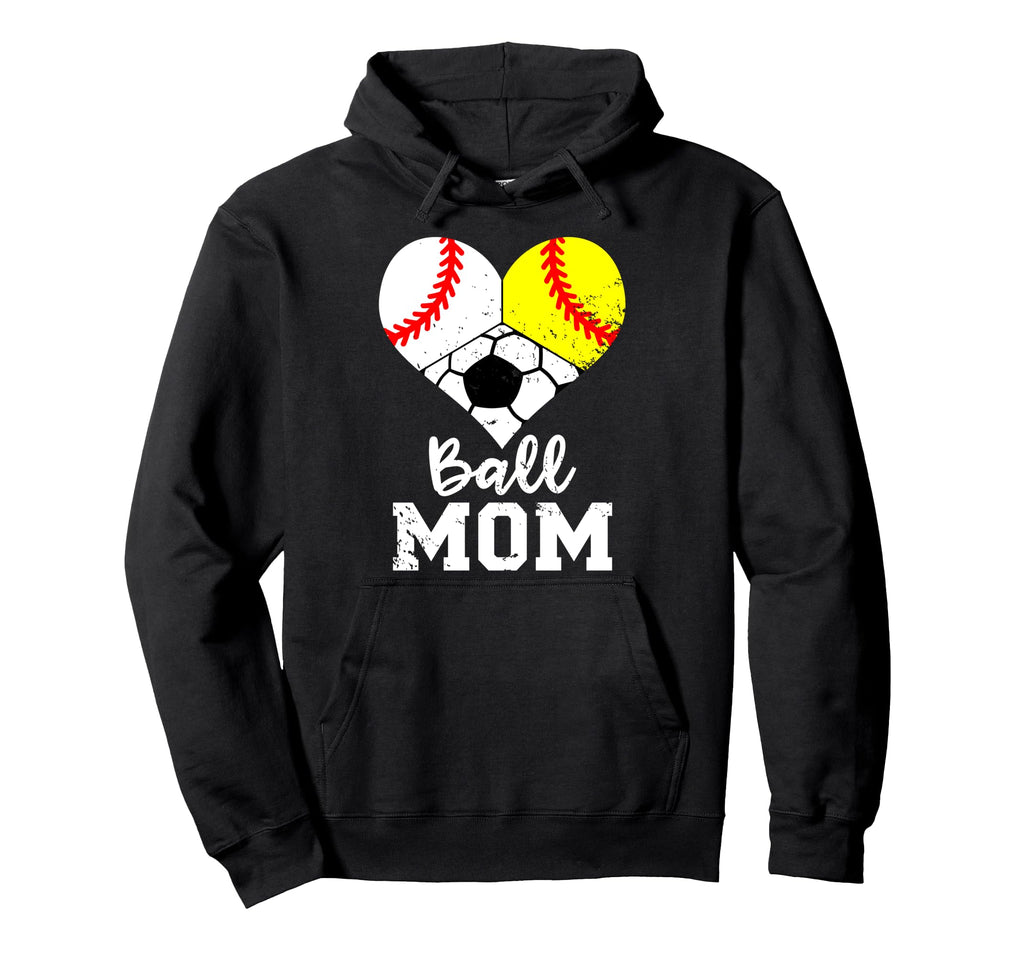 Ball Mom Funny Baseball Softball Hoodie - Minimalist Print for Adults