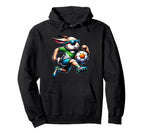 Soccer Player Easter Bunny Rabbit Egg Hoodie - Unique Graphic Men Women