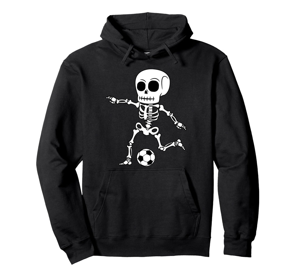 Skeleton Goalie Halloween Funny Soccer Hoodie - Graphic Print for Adults