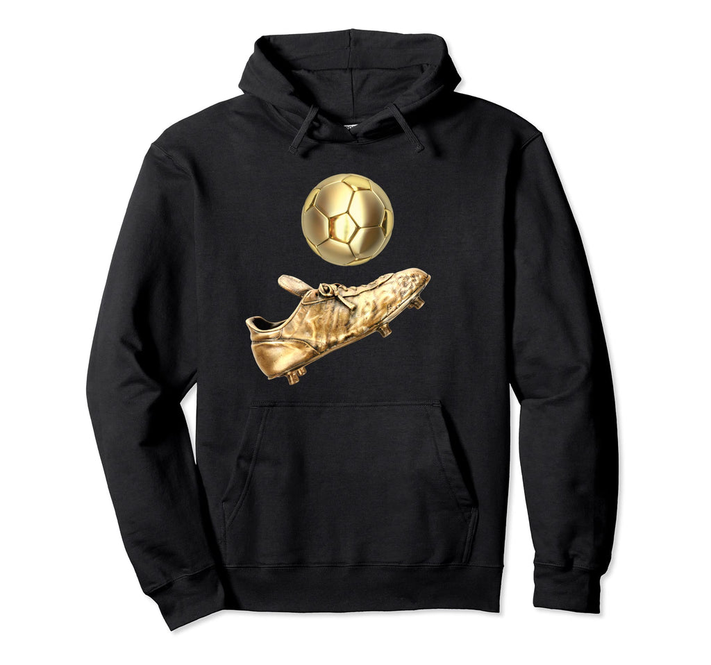 Gold Soccer Ball Soccer Player Cleats Hoodie - Novelty Apparel Men Women