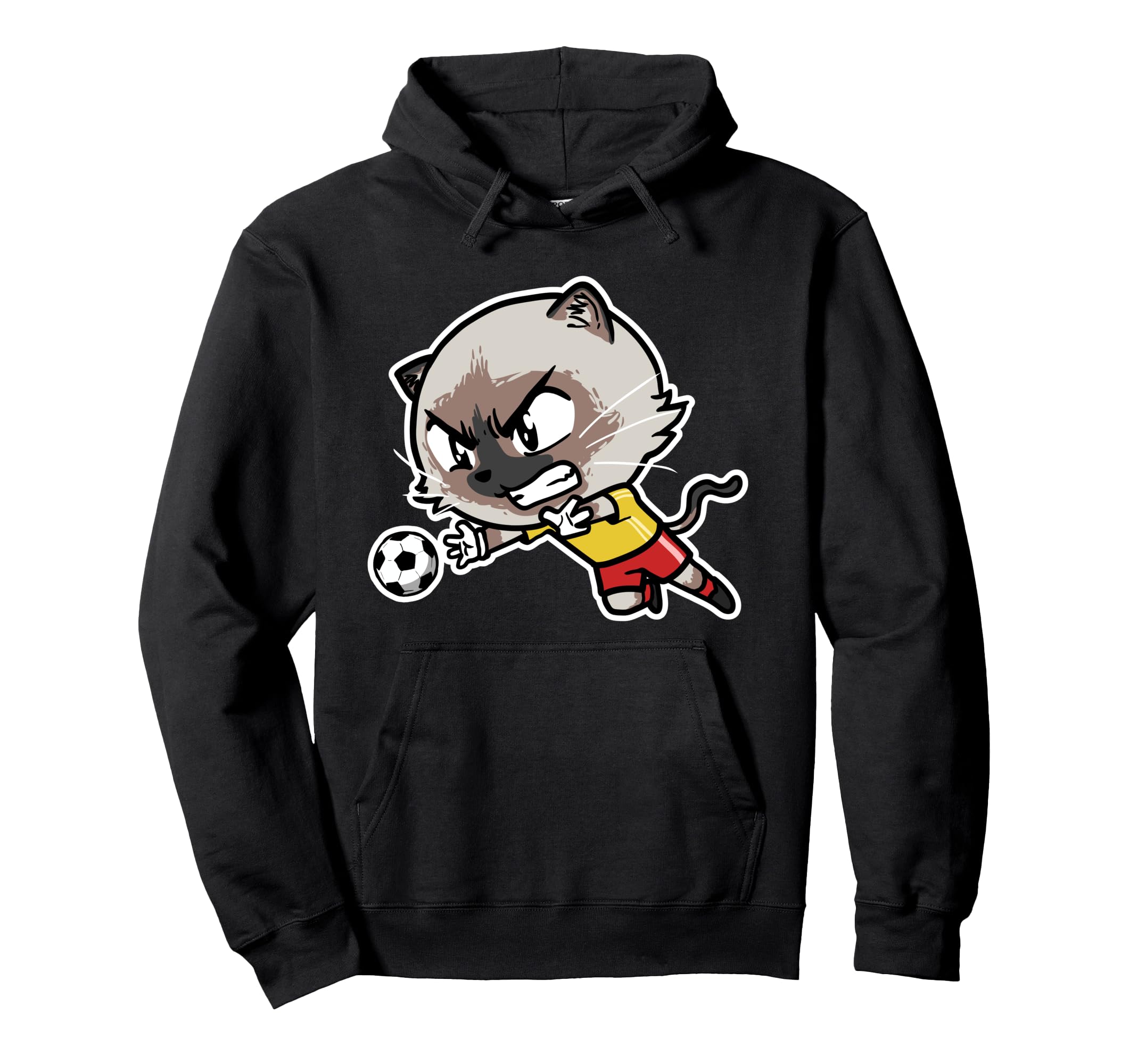 Kawaii Cat Football Soccer Player Hoodie - Custom Art Print for Adults
