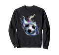 Blue Fire Soccer Ball Liquid Sweatshirt - Aesthetic Graphic Men Women