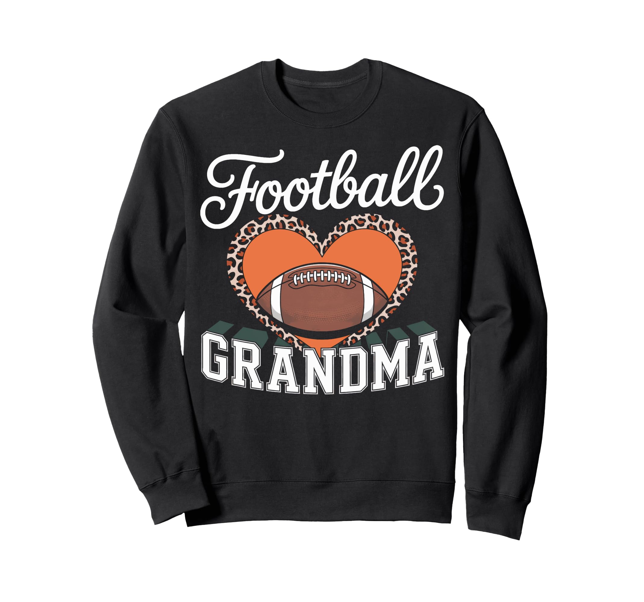 Football Grandma Heart Leopard Sweatshirt - Fun Novelty Design for Adults