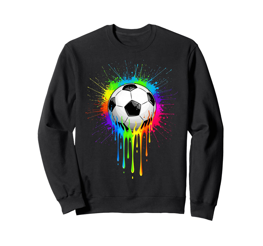 Soccer Drip Colorful Splashing Paint Sweatshirt - Graphic Print Unisex