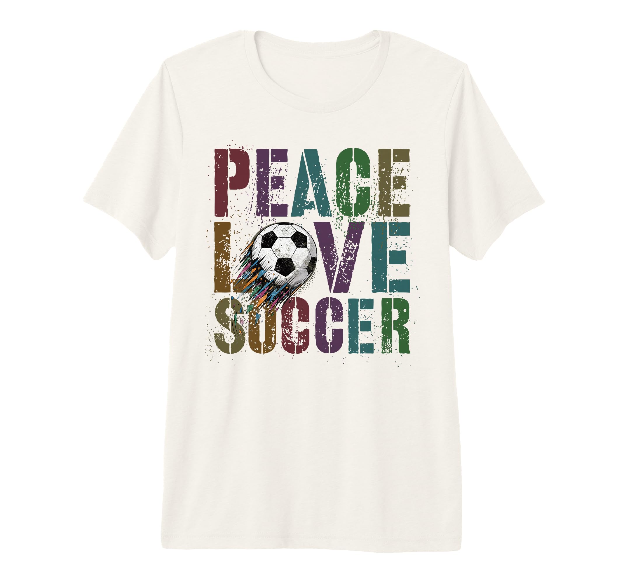 Groovy Peace Love Soccer Kickin Ball T-Shirt - Unique Graphic Men Women