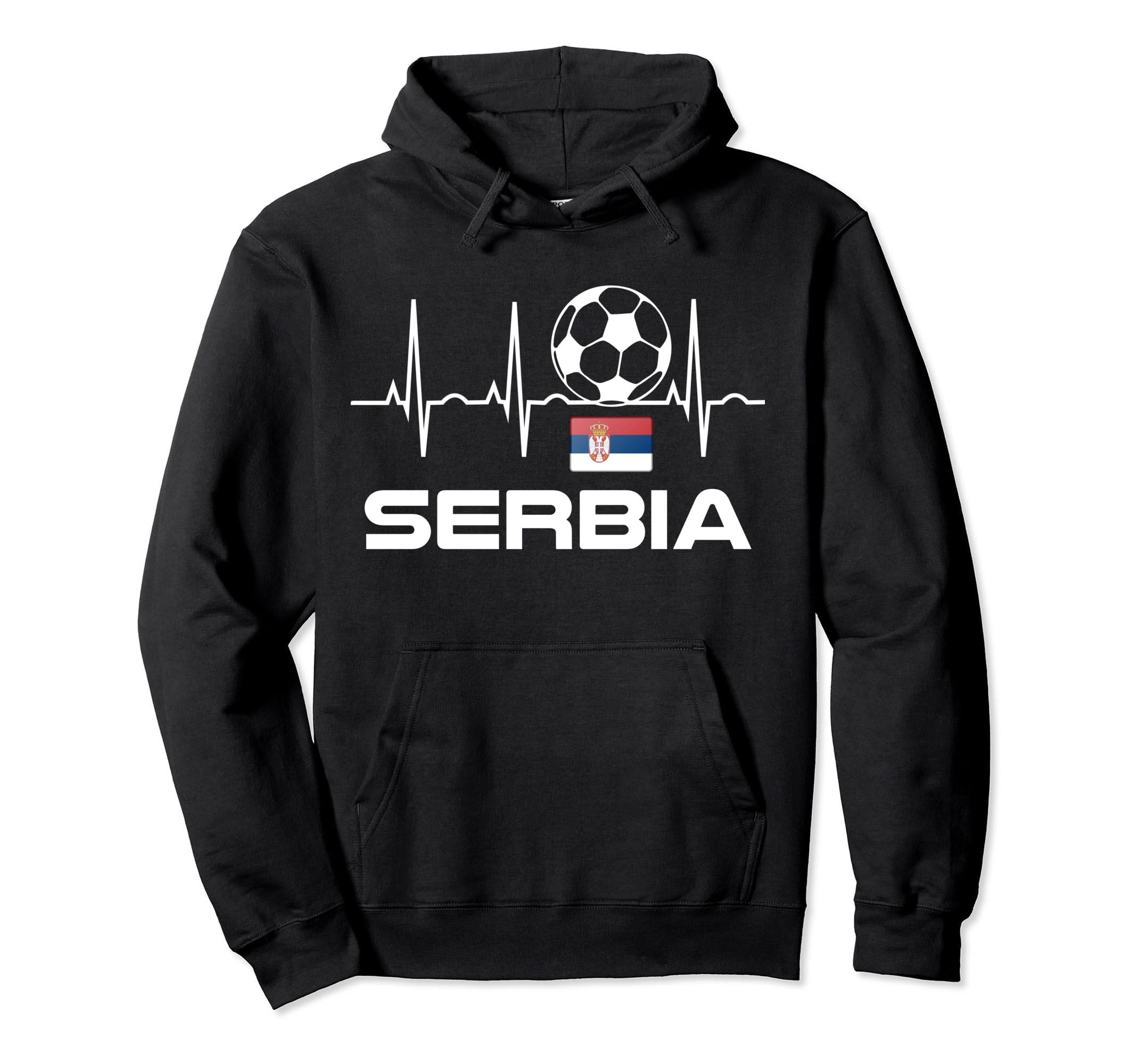 Serbia Soccer Serbian Heartbeat Sweatshirt - Fun Novelty Design Unisex