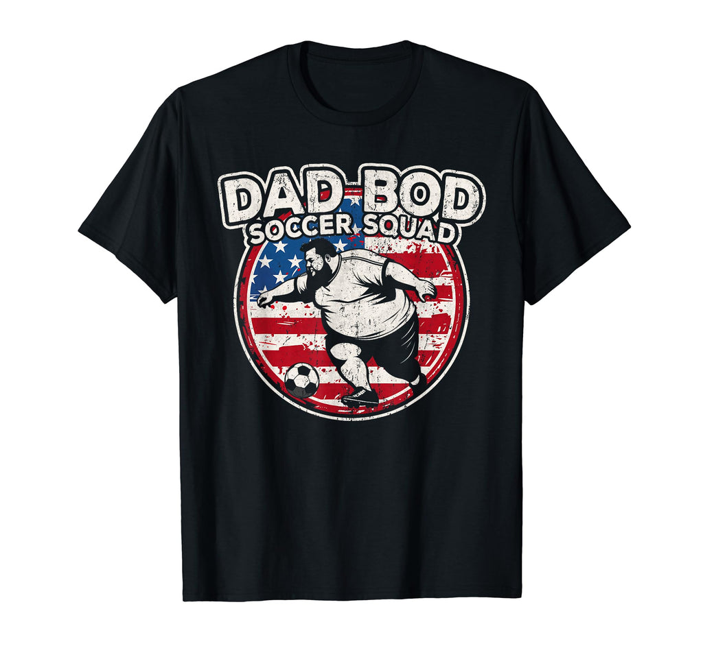 Dad Bod Soccer Squad Soccer Dad Us Flag T-Shirt - Graphic Print Men Women