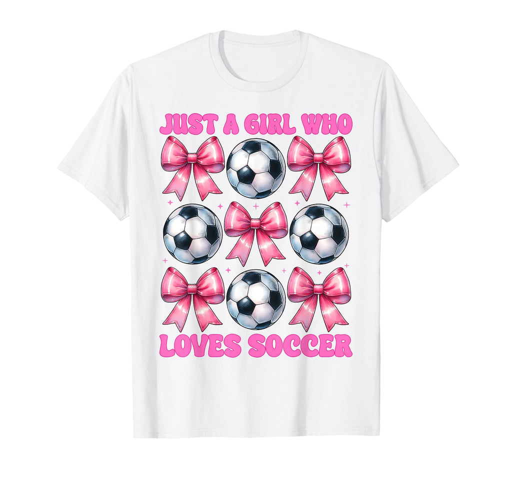Just Who Loves Soccer Coquette Bow T-Shirt - Unique Graphic for Adults